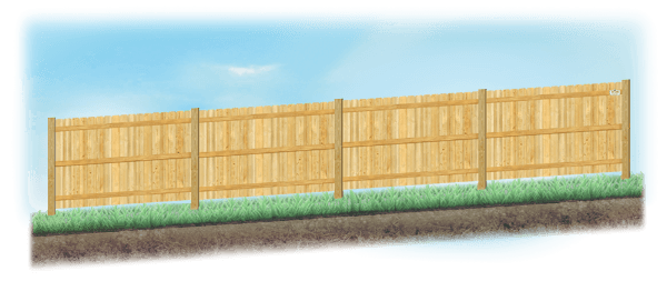 Racked fence on sloped ground in Cross Roads Texas